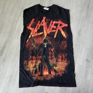 Slayer World Tour 2011 Shirt Mens Small Double Sided Thrash Metal Cut Off Tank